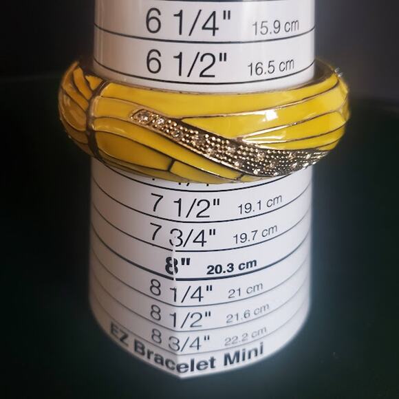 Sequin by Nordstrom Yellow Enamel‎ Hinged Bangle with Crystal Accents Gold Tone - Picture 7 of 9